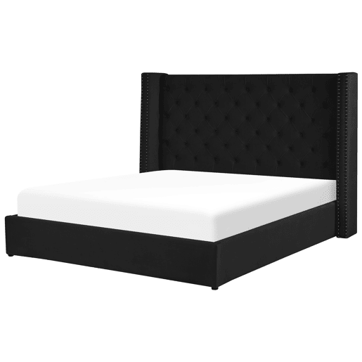 Cama baú Veludo LUBBON 180 x 200 cm Preto
