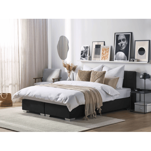 Cama continental Tecido ADMIRAL 160 x 200 cm Preto