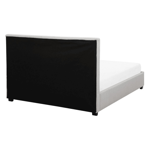 Cama com gavetas de arrumação Tecido LA ROCHELLE 140 x 200 cm Cinzento claro Cama com gavetas de arrumação Tecido LA ROCHELLE 140 x 200 cm Cinzento claro