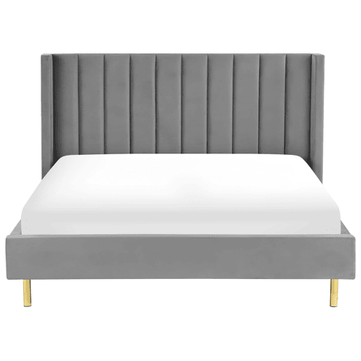 Cama Veludo VILLETTE 180 x 200 cm Cinzento