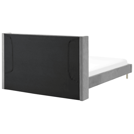 Cama Veludo VILLETTE 180 x 200 cm Cinzento