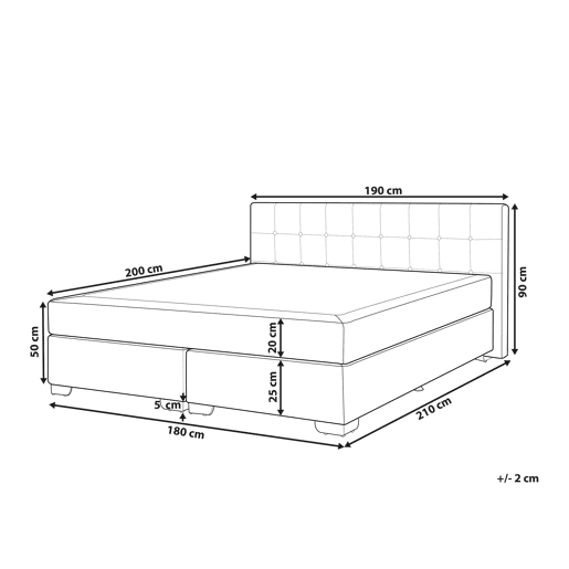 Cama continental Tecido ADMIRAL 180 x 200 cm Preto