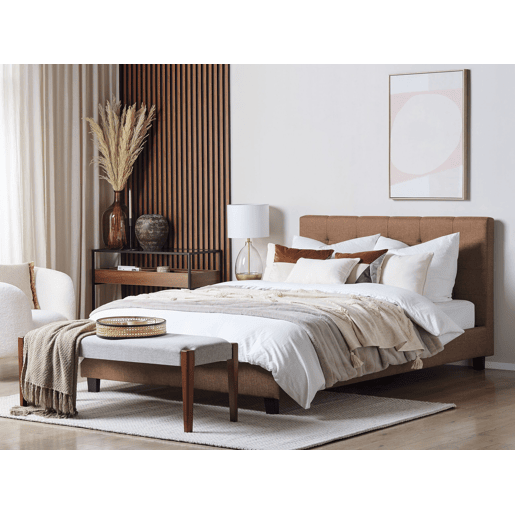 Cama Tecido LA ROCHELLE 180 x 200 cm Castanho