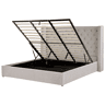 Cama baú Veludo LUBBON 180 x 200 cm Cinzento claro