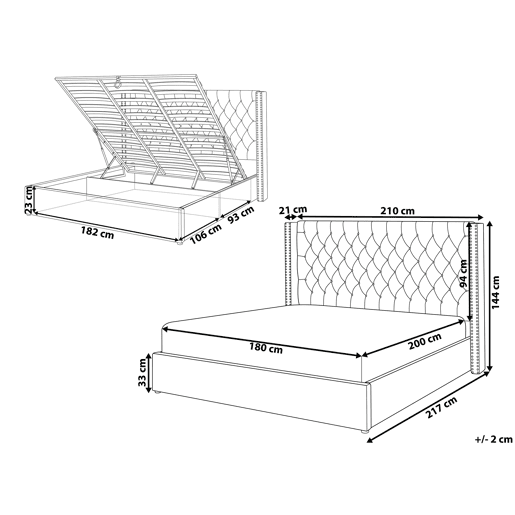 Cama baú Veludo LUBBON 180 x 200 cm Cinzento claro Cama baú Veludo LUBBON 180 x 200 cm Cinzento claro