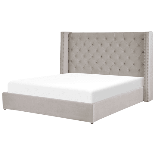 Cama baú Veludo LUBBON 180 x 200 cm Cinzento claro Cama baú Veludo LUBBON 180 x 200 cm Cinzento claro