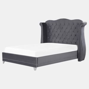 Cama Veludo AYETTE 160 x 200 cm Cinzento