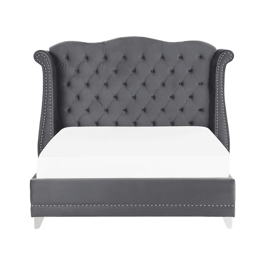 Cama Veludo AYETTE 160 x 200 cm Cinzento