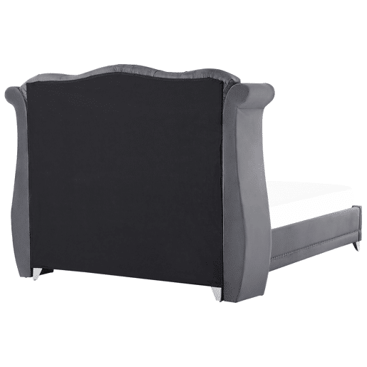 Cama Veludo AYETTE 160 x 200 cm Cinzento