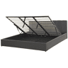 Cama baú Pele sintética DREUX 180 x 200 cm Cinzento escuro