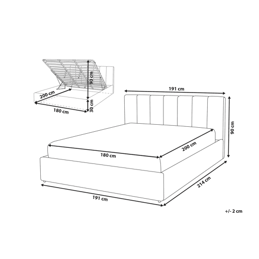 Cama baú Pele sintética DREUX 180 x 200 cm Cinzento escuro Cama baú Pele sintética DREUX 180 x 200 cm Cinzento escuro