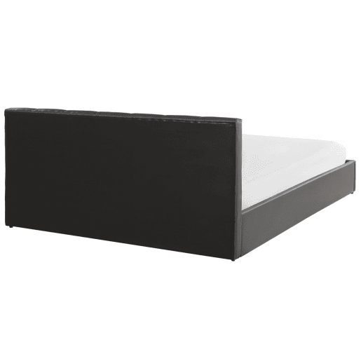 Cama baú Pele sintética DREUX 180 x 200 cm Cinzento escuro Cama baú Pele sintética DREUX 180 x 200 cm Cinzento escuro