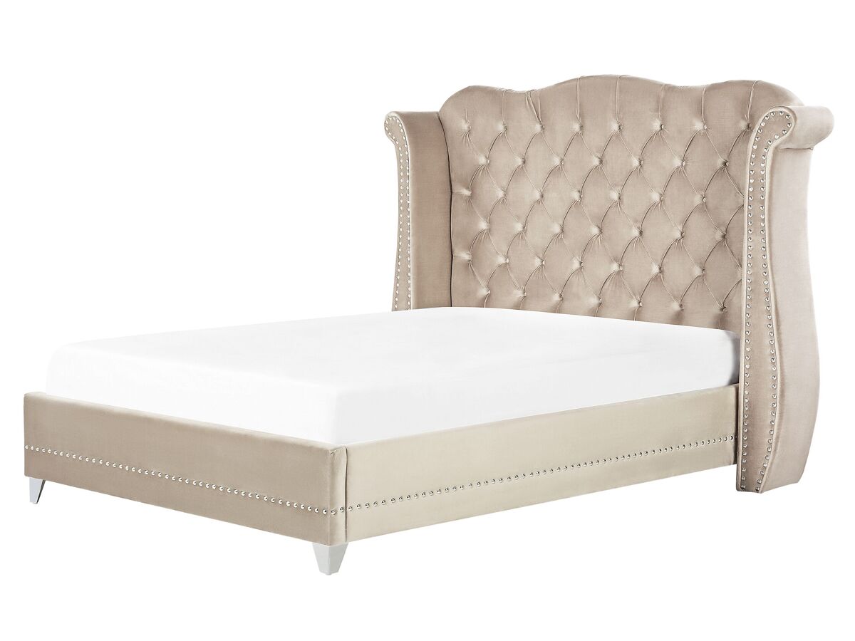 Beliani Cama Terciopelo AYETTE 205x215 Beige