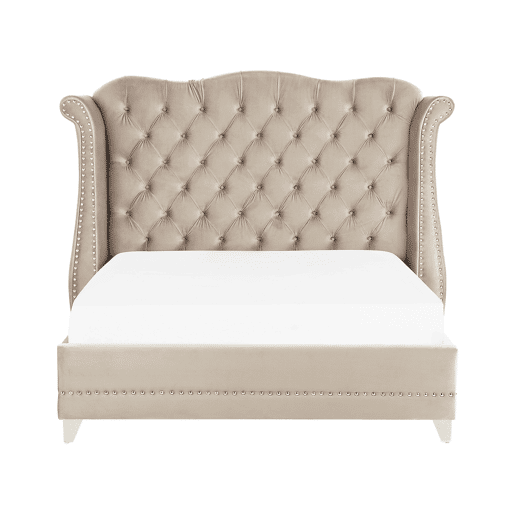 Cama Veludo AYETTE 160 x 200 cm Creme
