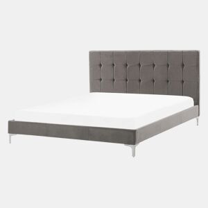 Cama Veludo AMBERT 140 x 200 cm Cinzento