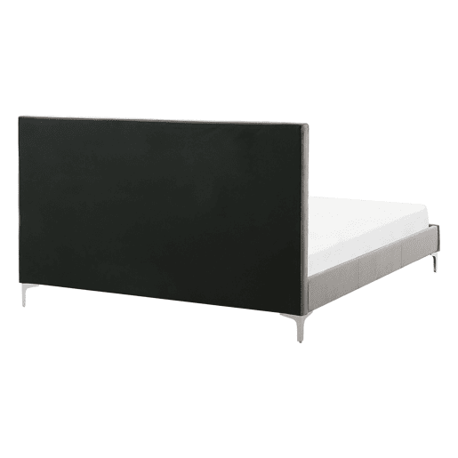 Cama Veludo AMBERT 140 x 200 cm Cinzento Cama Veludo AMBERT 140 x 200 cm Cinzento