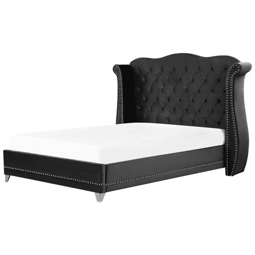 Cama Veludo AYETTE 180 x 200 cm Preto