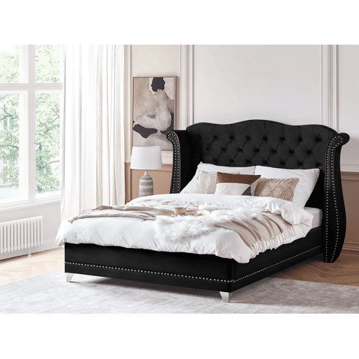 Cama Veludo AYETTE 180 x 200 cm Preto