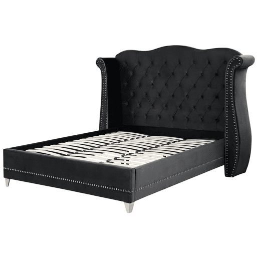 Cama Veludo AYETTE 180 x 200 cm Preto