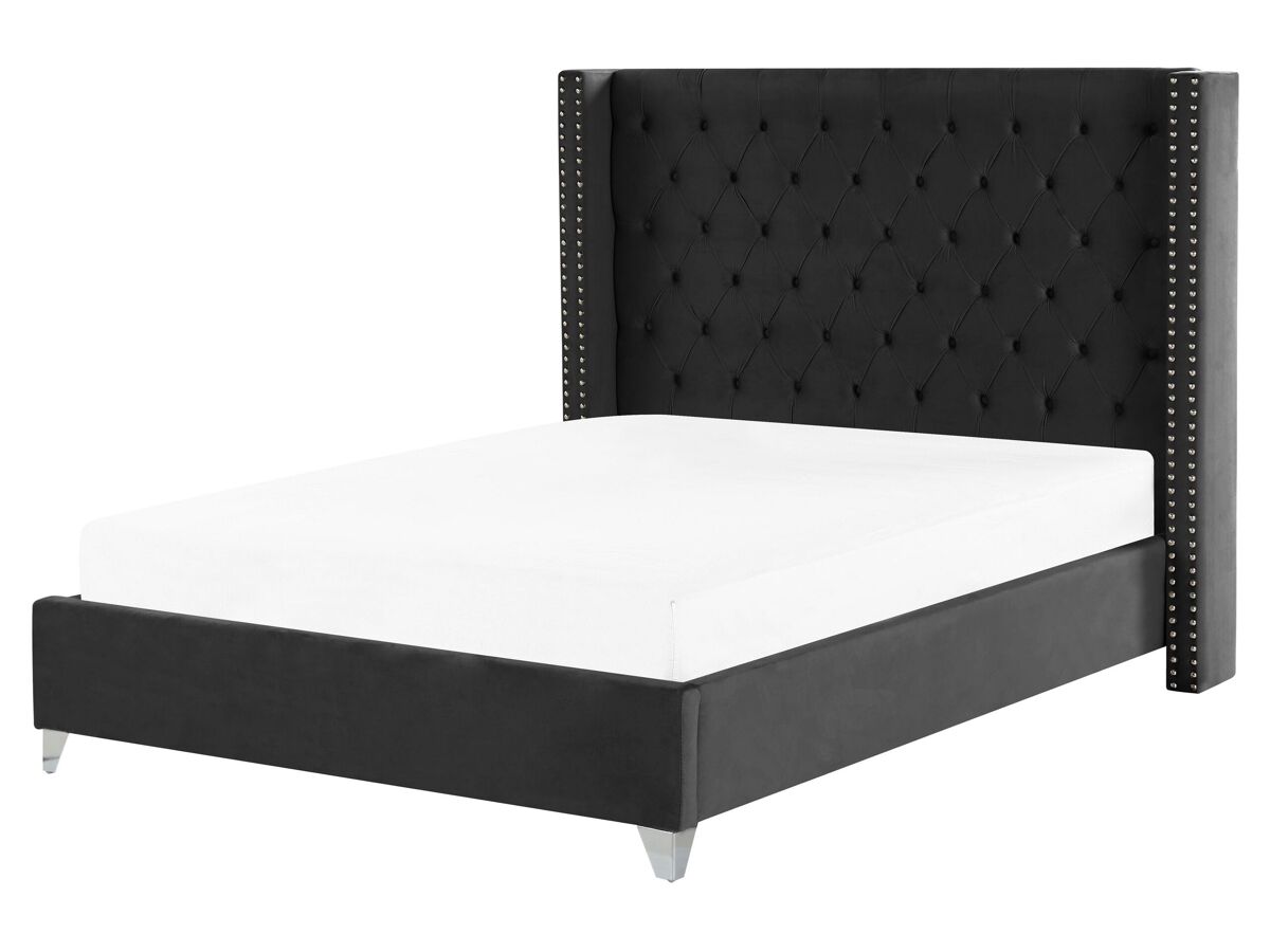 Beliani Cama Terciopelo LUBBON 189x215 Negro