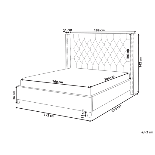 Cama Veludo LUBBON 160 x 200 cm Preto