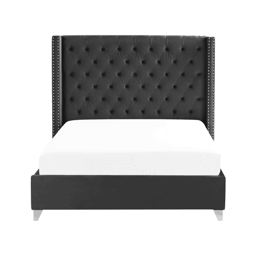 Cama Veludo LUBBON 160 x 200 cm Preto
