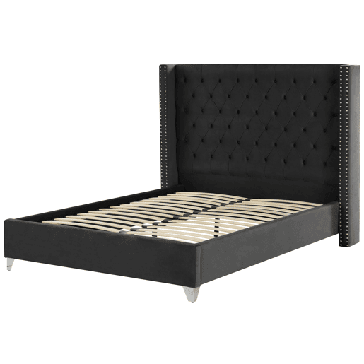 Cama Veludo LUBBON 160 x 200 cm Preto