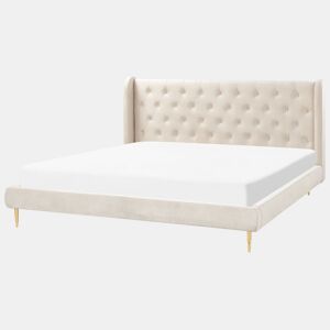 Cama Veludo FORBACH 180 x 200 cm Creme