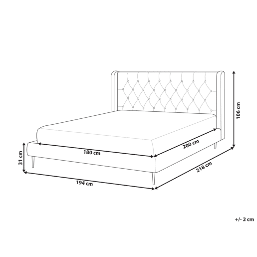 Cama Veludo FORBACH 180 x 200 cm Creme Cama Veludo FORBACH 180 x 200 cm Creme