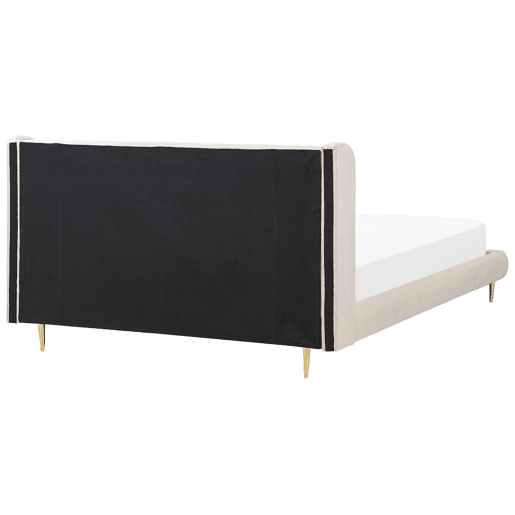 Cama Veludo FORBACH 180 x 200 cm Creme Cama Veludo FORBACH 180 x 200 cm Creme