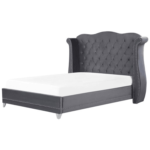 Cama Veludo AYETTE 180 x 200 cm Cinzento