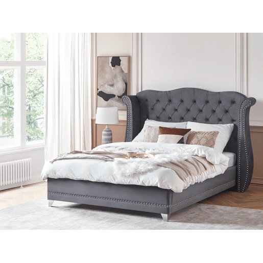 Cama Veludo AYETTE 180 x 200 cm Cinzento