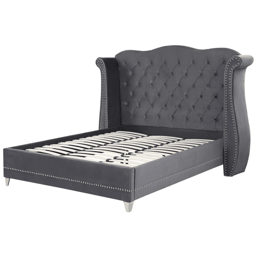 Cama Veludo AYETTE 180 x 200 cm Cinzento