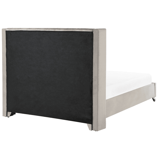Cama Veludo LUBBON 180 x 200 cm Cinzento claro