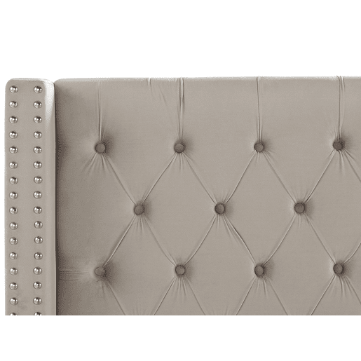Cama Veludo LUBBON 180 x 200 cm Cinzento claro