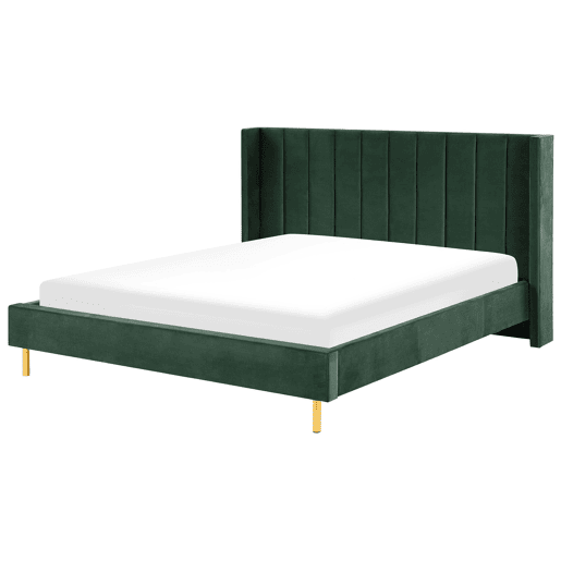 Cama Veludo VILLETTE 180 x 200 cm Verde escuro