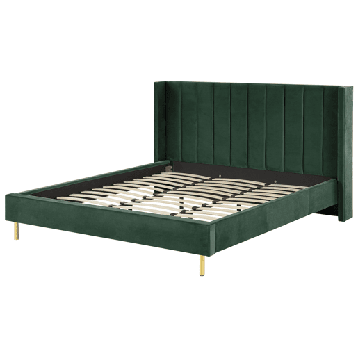 Cama Veludo VILLETTE 180 x 200 cm Verde escuro