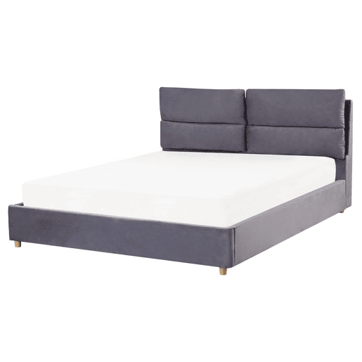 Cama baú Veludo BATILLY 160 x 200 cm Cinzento