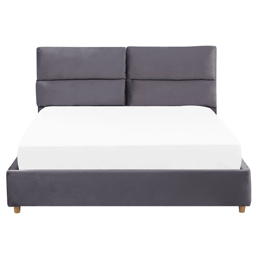 Cama baú Veludo BATILLY 160 x 200 cm Cinzento