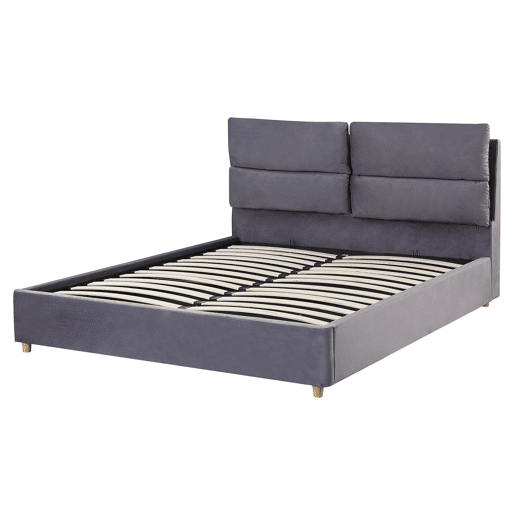 Cama baú Veludo BATILLY 160 x 200 cm Cinzento