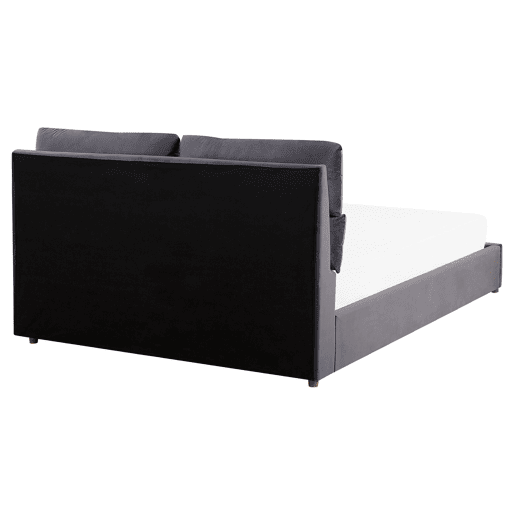 Cama baú Veludo BATILLY 160 x 200 cm Cinzento