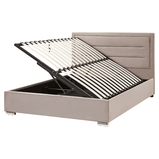 Cama baú Veludo ROUEN 160 x 200 cm Taupe