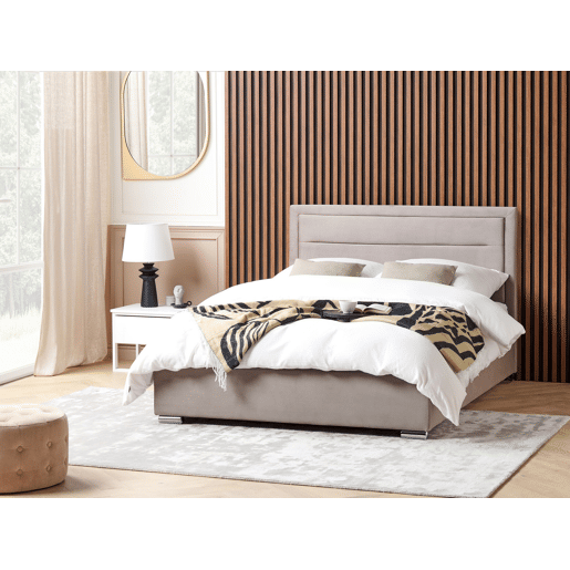 Cama baú Veludo ROUEN 160 x 200 cm Taupe