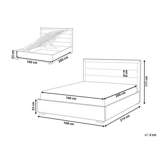 Cama baú Veludo ROUEN 160 x 200 cm Taupe