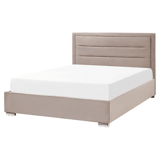 Cama baú Veludo ROUEN 160 x 200 cm Taupe