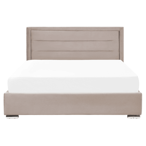 Cama baú Veludo ROUEN 160 x 200 cm Taupe