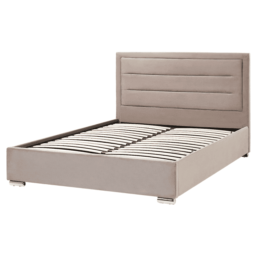 Cama baú Veludo ROUEN 160 x 200 cm Taupe