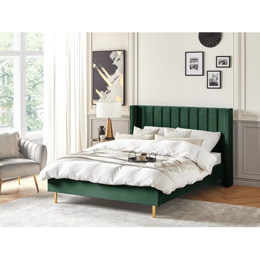 Cama Veludo VILLETTE 140 x 200 cm Verde escuro