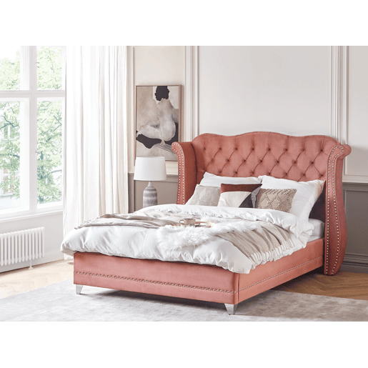 Cama Veludo AYETTE 160 x 200 cm Rosa