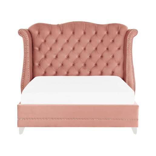 Cama Veludo AYETTE 160 x 200 cm Rosa